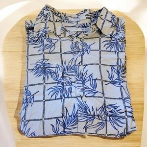 100% Silk Geoffrey Beene Men's Large Hawaiian palm print T32